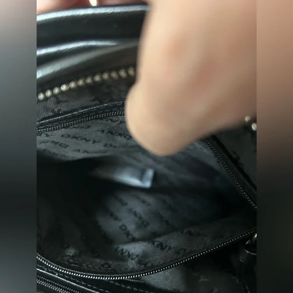 DKNY Black Leather Fold Over Women's Shoulder Bag NWOT - Picture 12 of 15